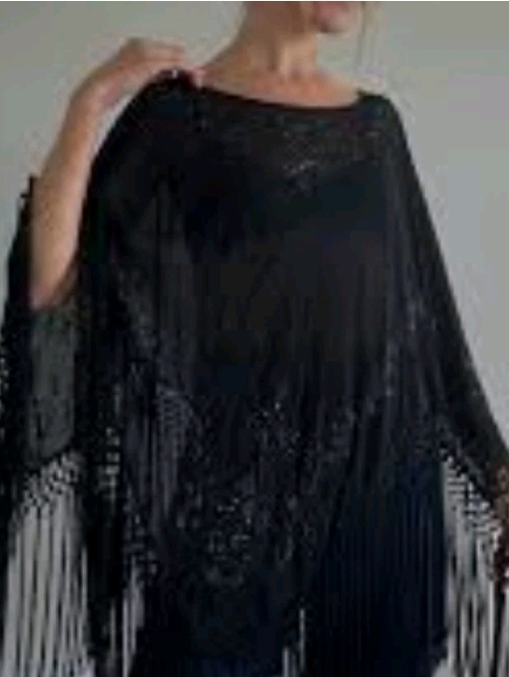 Lane Bryant Black Beaded Shawl 100% Silk Women Size 14-20...NEW